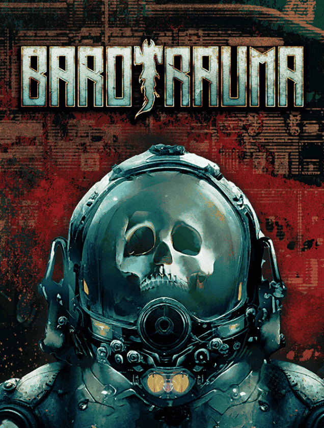 A deep-sea diving suit with a skull inside the helmet, representing Barotrauma co-op multiplayer server hosting.