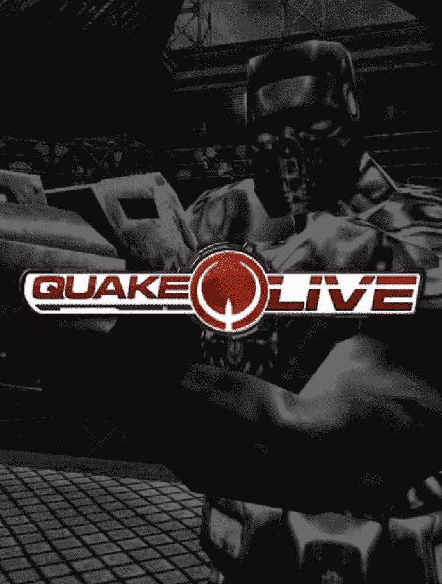 An armored character holding a weapon in a sci-fi arena, representing high-performance Quake Live server hosting.