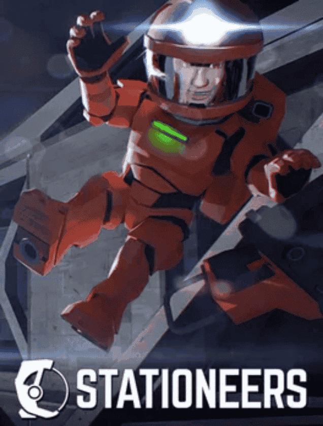 An astronaut floating in zero gravity inside a space station, representing Stationeers dedicated server hosting.