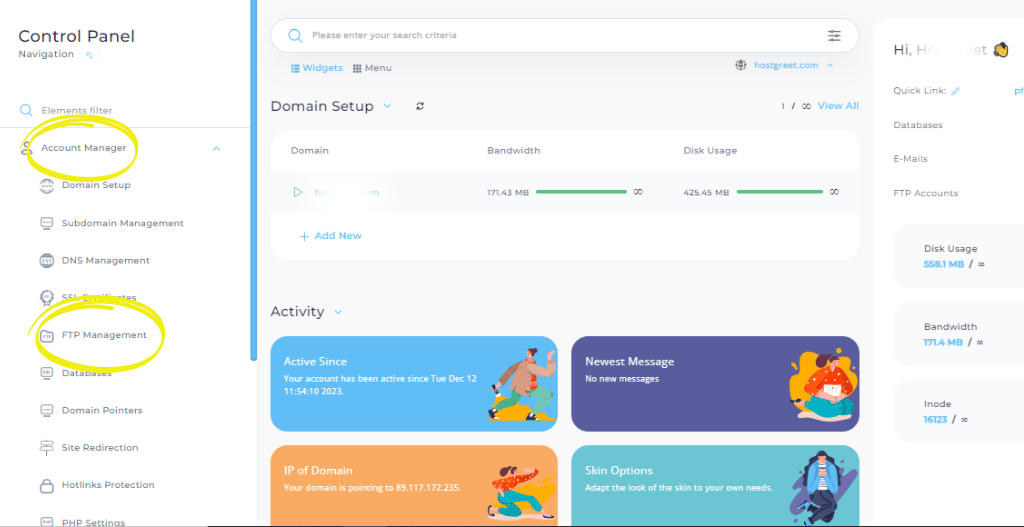 FTP Management DirectAdmin