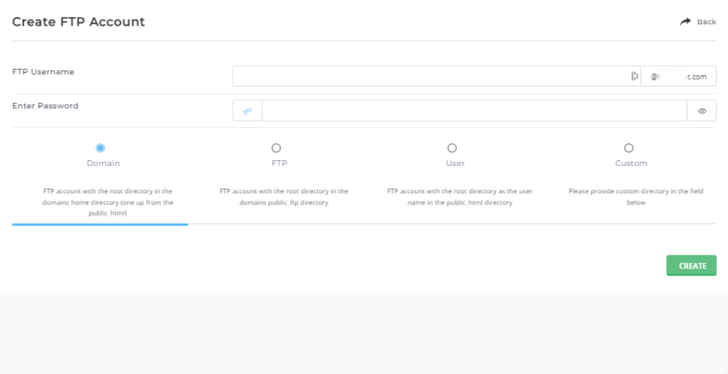 Clicking on FTP Accounts