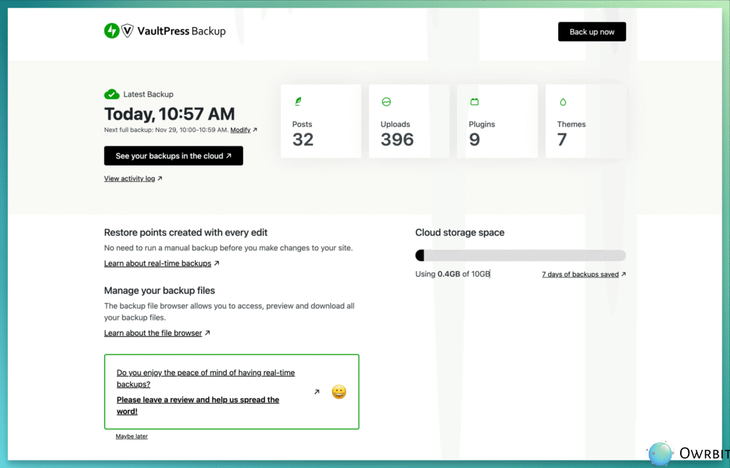 Jetpack VaultPress Backup